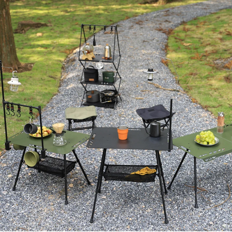 RTS Entai Folding Camping Table Aluminum Picnic Table Portable Tracticals Table Lightweight & Height Adjustable with Carrying Ba