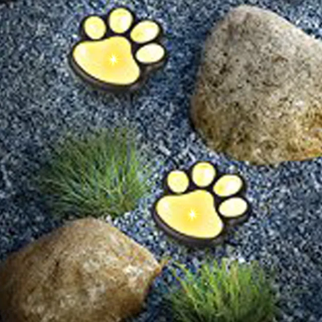 Solar Powered Dog Animal Paw Print 4 Led Garden Pathway Deck Lights Solar Energy Decorative Lights Outdoor