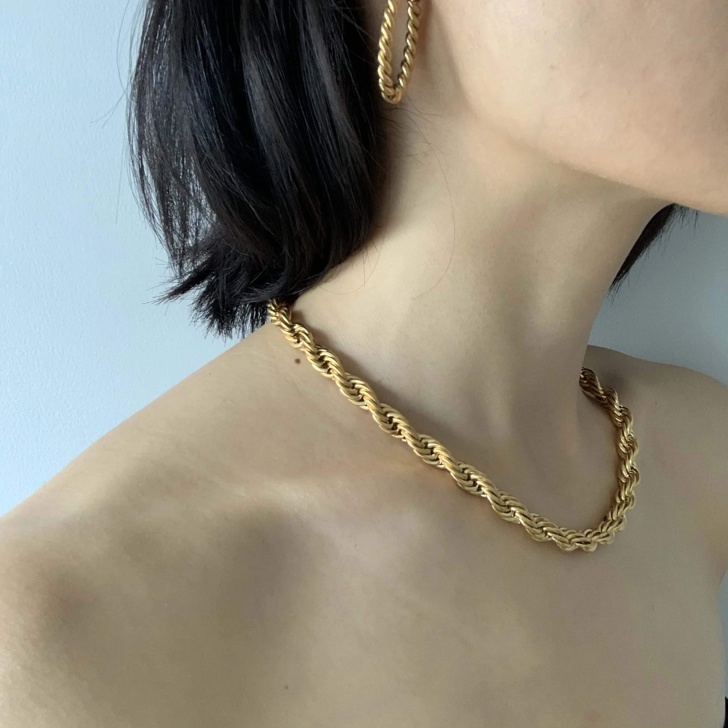 Hot Sales Stainless Steel 2MM 3MM 4MM 5MM 6MM Gold Plated Rope Chains Twist Chain Gold Chunky Rope Chain Necklace For Men Women