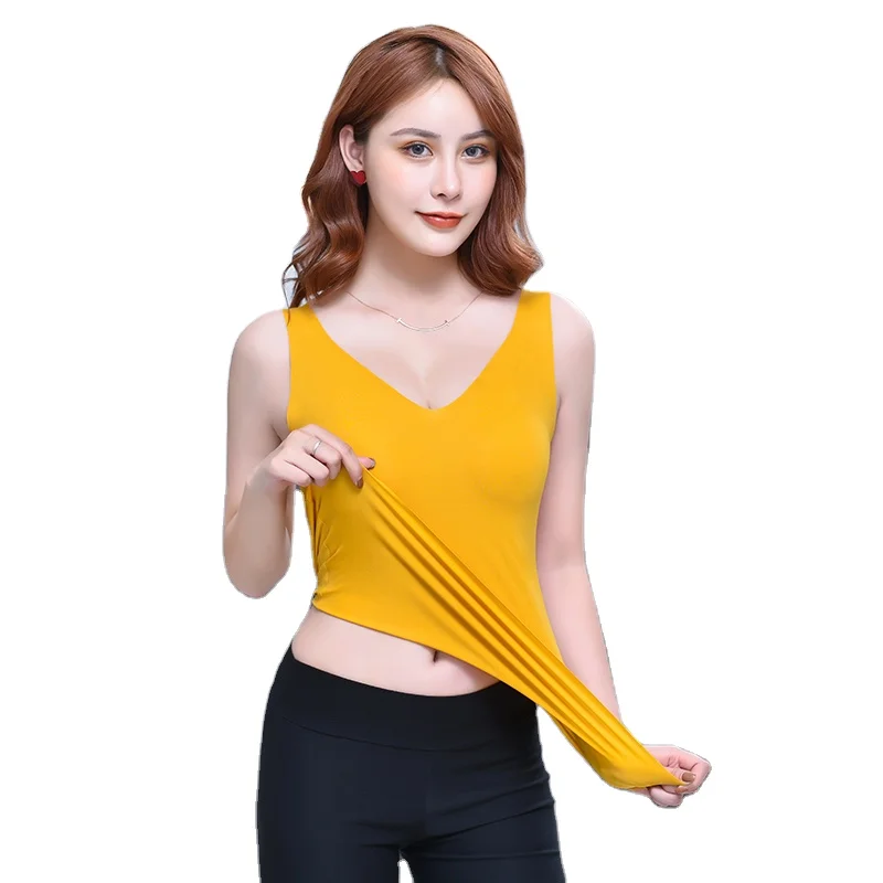 Майка женская бесшовная теплая, удобный Американский бюстгальтер на спине и жилет