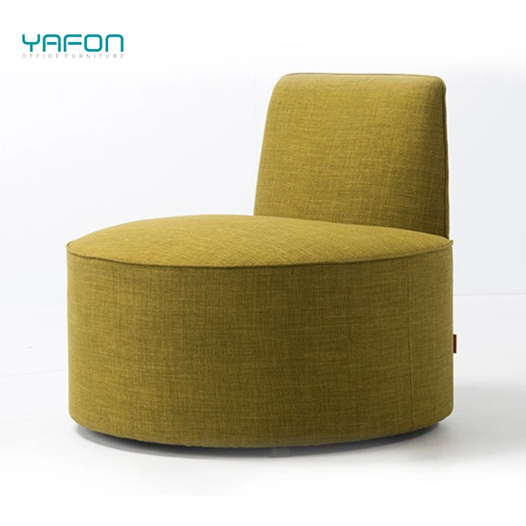 European Style Upholstered Round Fabric Sofa Barrel Chair Lazy Sofa Floor Chair