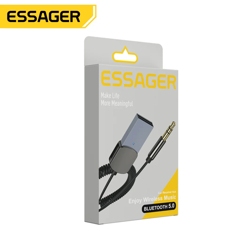 Адаптер Essager BT5.0 автомобильный беспроводной адаптер USB для 3 5 мм гарнитуры синий