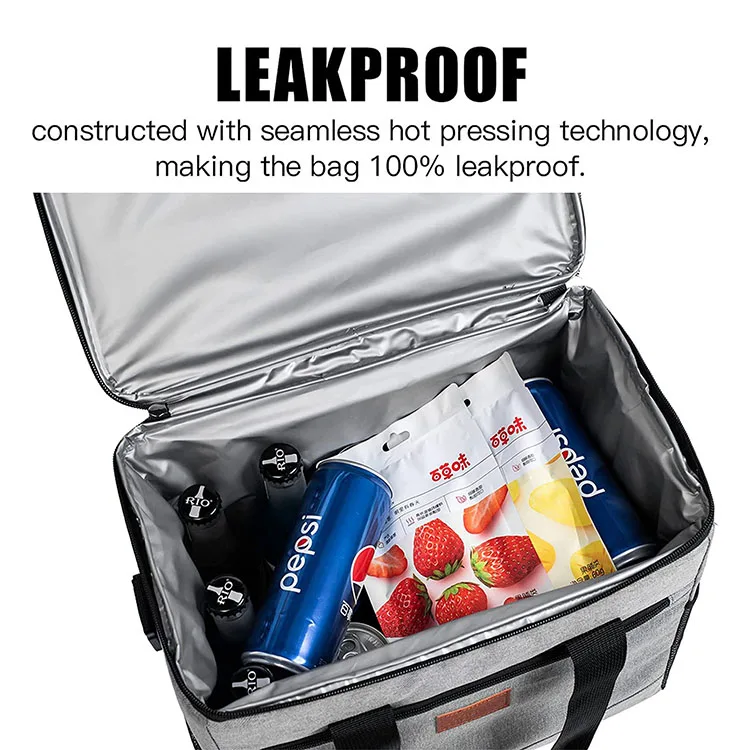 Custom Collapsible Thickened LeakProof Beach Travel Picnic Insulated Tote Bag Cooler