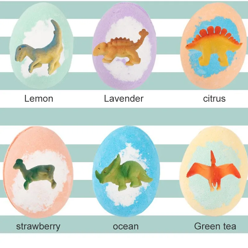 Bath Supplies Factory Customize Plant Fragrance Kids Bubble Dinosaur Egg Bath Bomb with Surprise Inside Dino