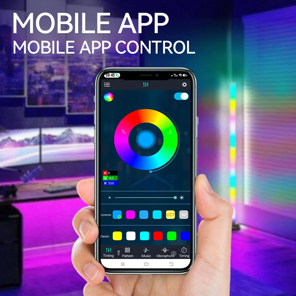 Modern Nordic LED Atmosphere Light RGB Colors Standing Lamp Remote&APP Hotels Standing Lamp Corner Light for Living Room