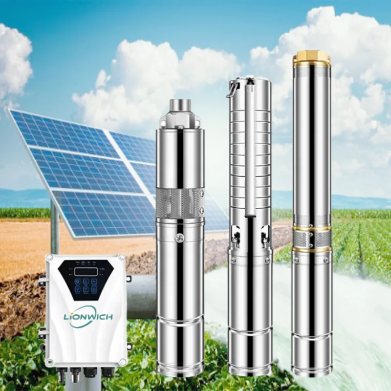 High Flow Deep Well System 211 Meter DC Pompe Solaire Solar Submersible Solar Well Pumps Water Pump For Agriculture Irrigation