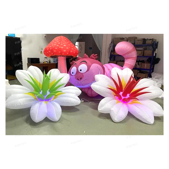 Alice In Wonderland Party Character Inflatable Alice Model Rabbit Mushroom Blue Caterpillar and Cheshire Cat