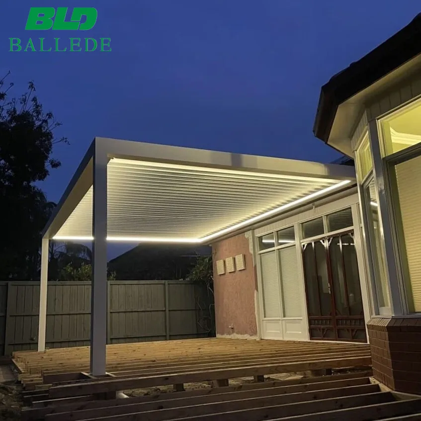 High-End Motorized Aluminum Pergola Roof Kit Patio Cover with Motorized Roof System