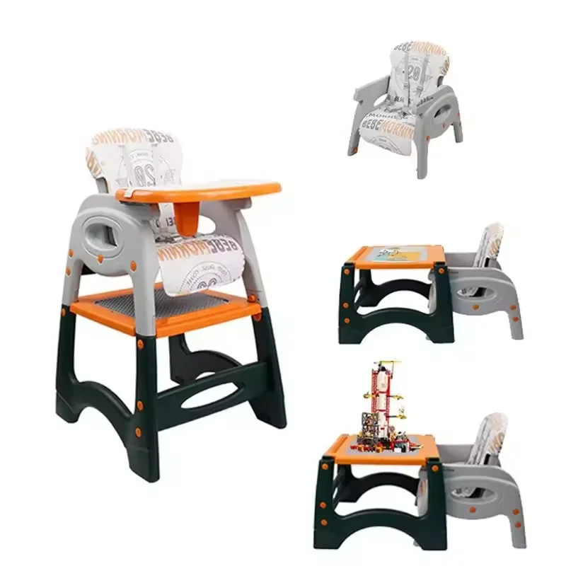 2024 New multifunctional stainless steel baby dining chair can be transformed into table feeding high chair for 0-8 years old