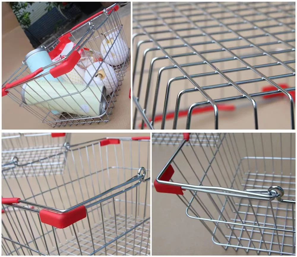 Supermarket Shopping Metal Wire  Basket with Handles