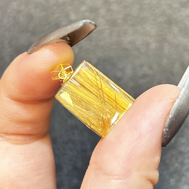 Natural high-quality rutilated quartz pendant golden natural wealth attracting energy stone