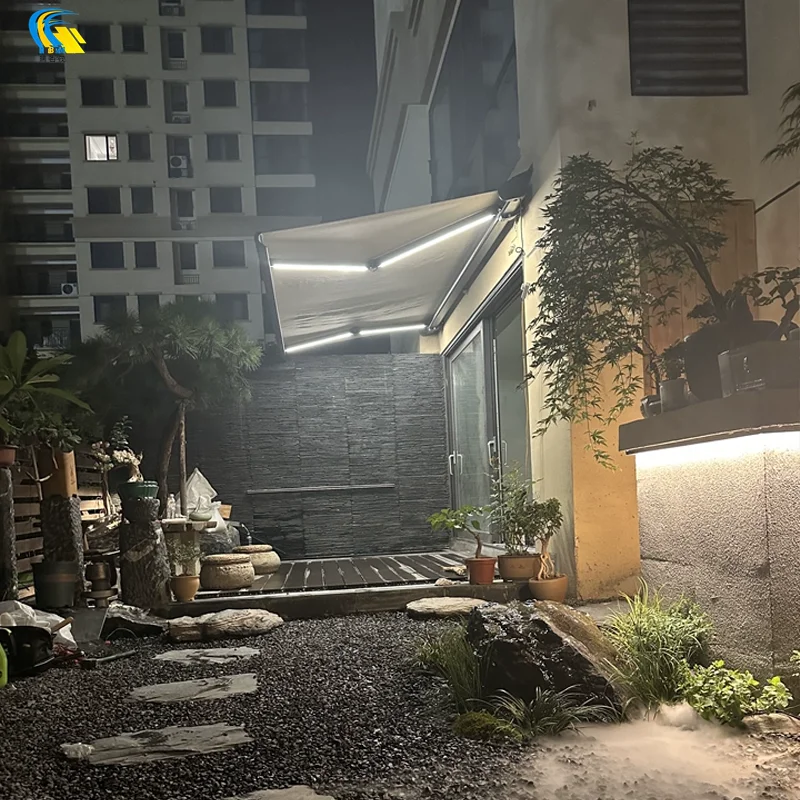 Aluminum alloy sunshade retractable electric remote control balcony sunshade outdoor sunshade