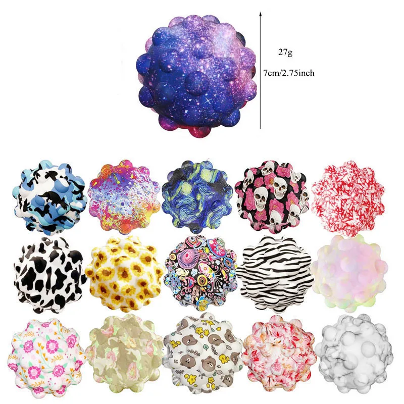 2023  Hot Funny Beejay Printed Silicone 3D Push Pop Fidget Ball Push Bubble Sensory Toys Stress Ball Fidget