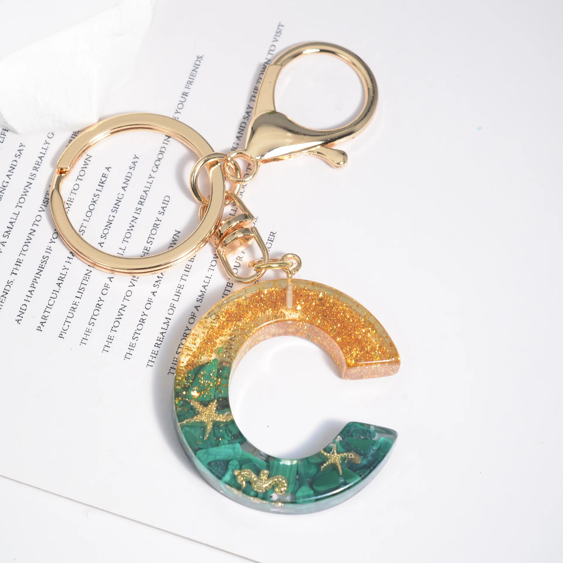 Fashion Shiny Lettering Resin Keychain Epoxy lettering Keychain Bag Pendant 26 Initial keyring girl bag decorative gift