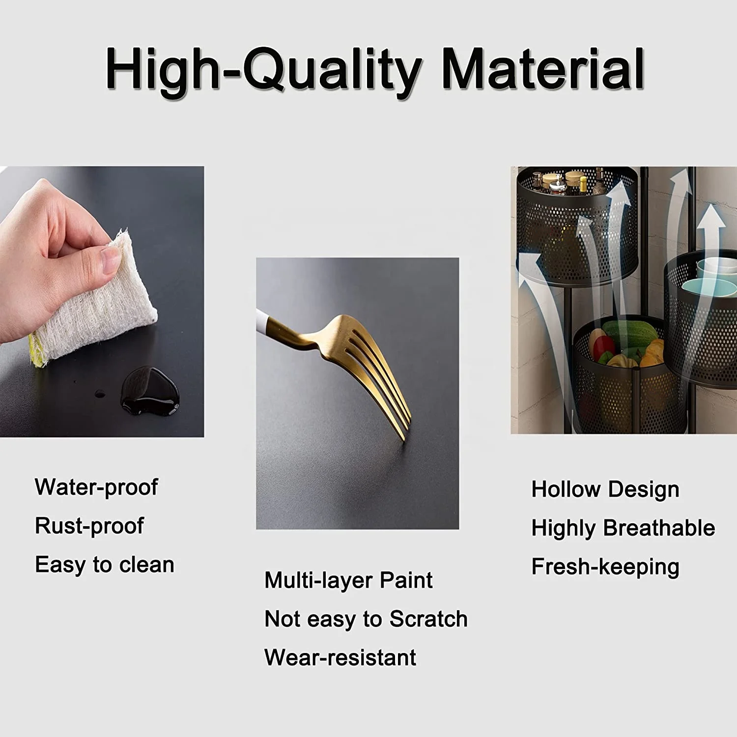 4 Tires Kitchen Storage Rotary Rack Trolley Cart Rotating Round drawer Vegetables Fruits Storage Shelf