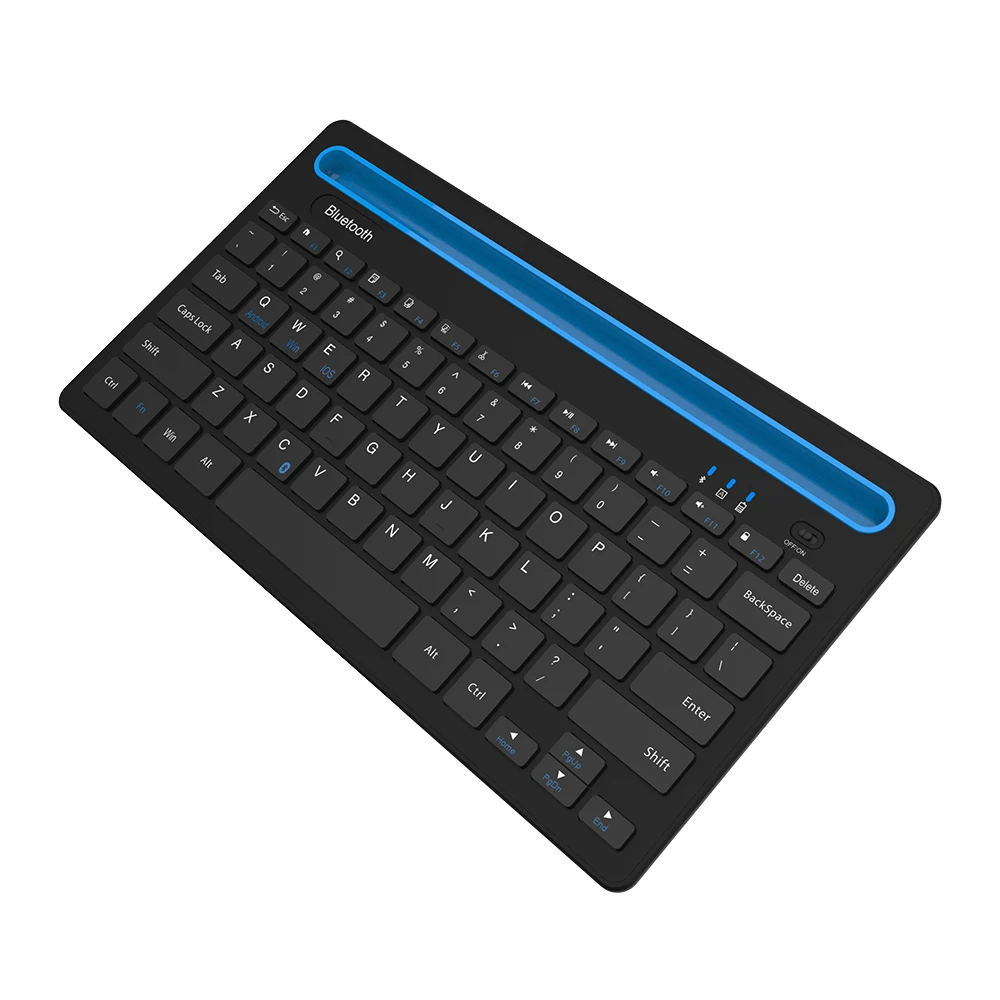 BT 5.0 Cordless Ultra Thin Keyboard with Scissors Type + Ipad and Mobile Holder BT Rechargeable Wireless 87 Keys