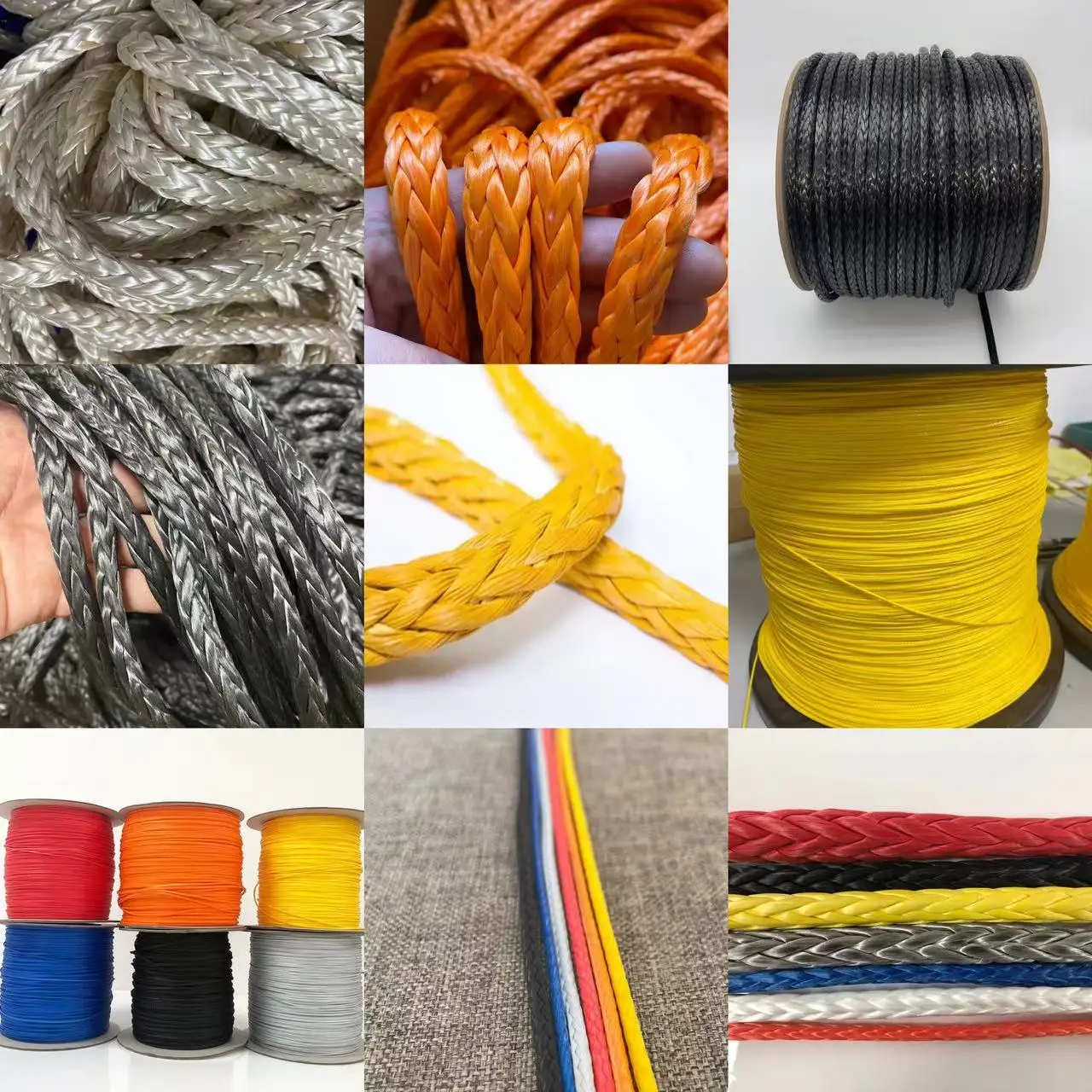 Supply UHMWPE rope strong pull resistance to wear sailing rope colorful ultra high molecular weight polyethylene winch rope