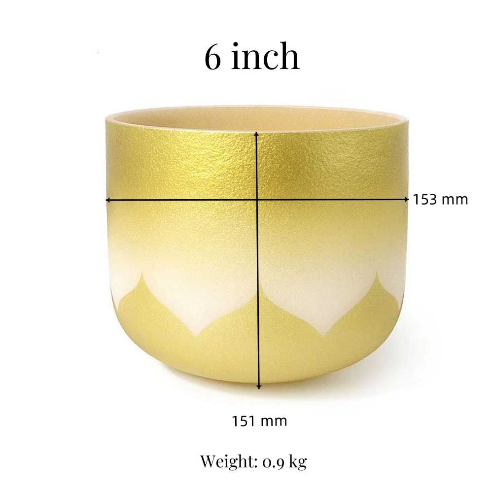 JELO AMJ-1 6 inch yellow lotus High Purity Quartz  Crysmeditation yoga sound healing instruments crystal singing bowls