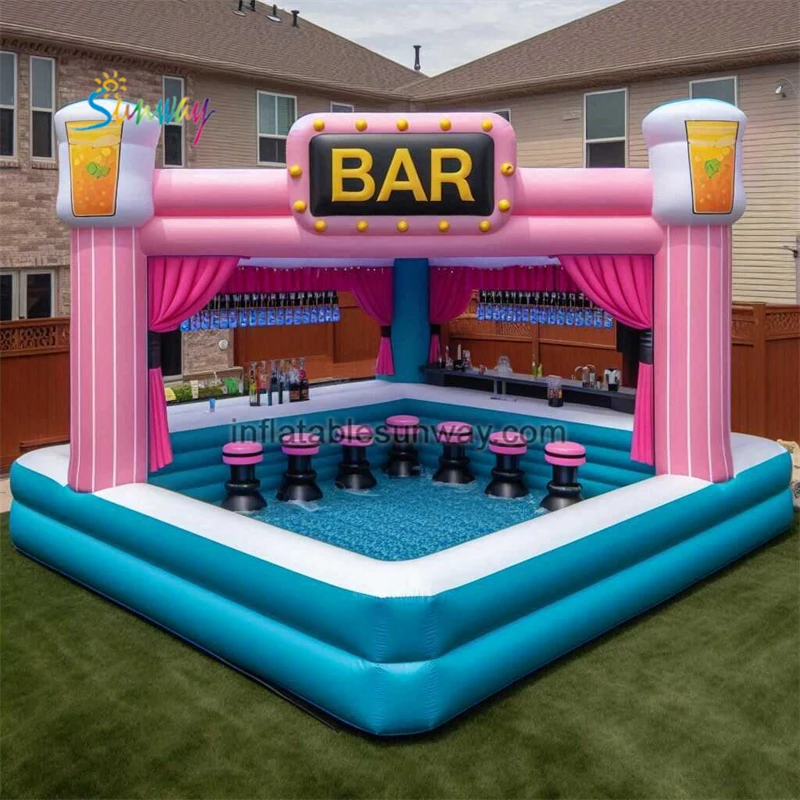 Factory customized high quality outdoor leisure and entertainment inflatable pool bar with tent suitable for a variety of scenes