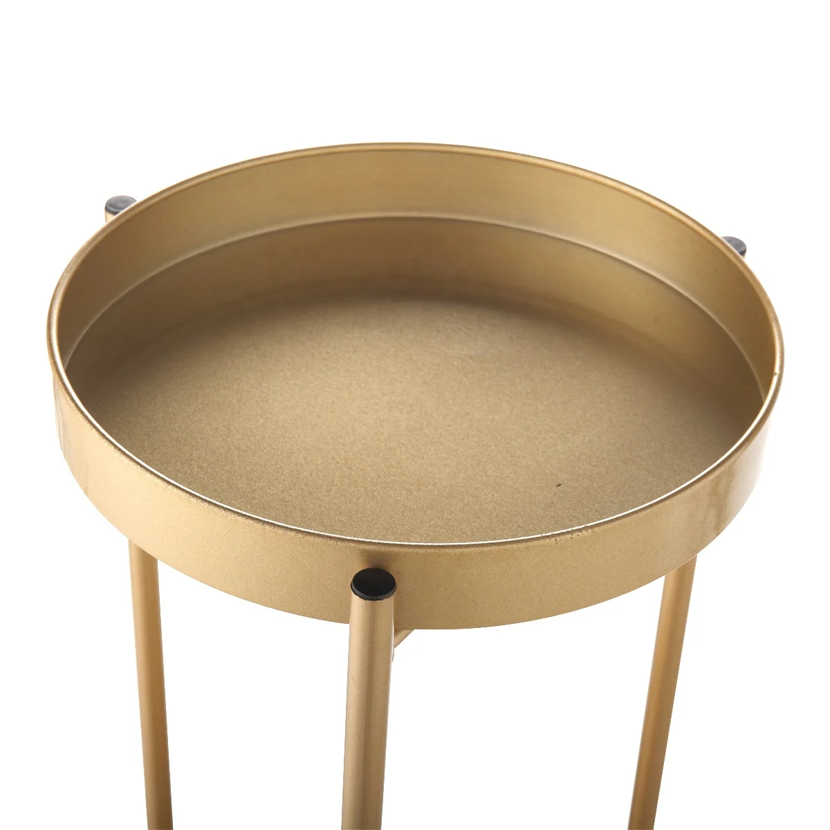 US warehouse Modern Folding Metal 2-Tier Plant Stand with 2 Round Trays for Indoor Outdoor