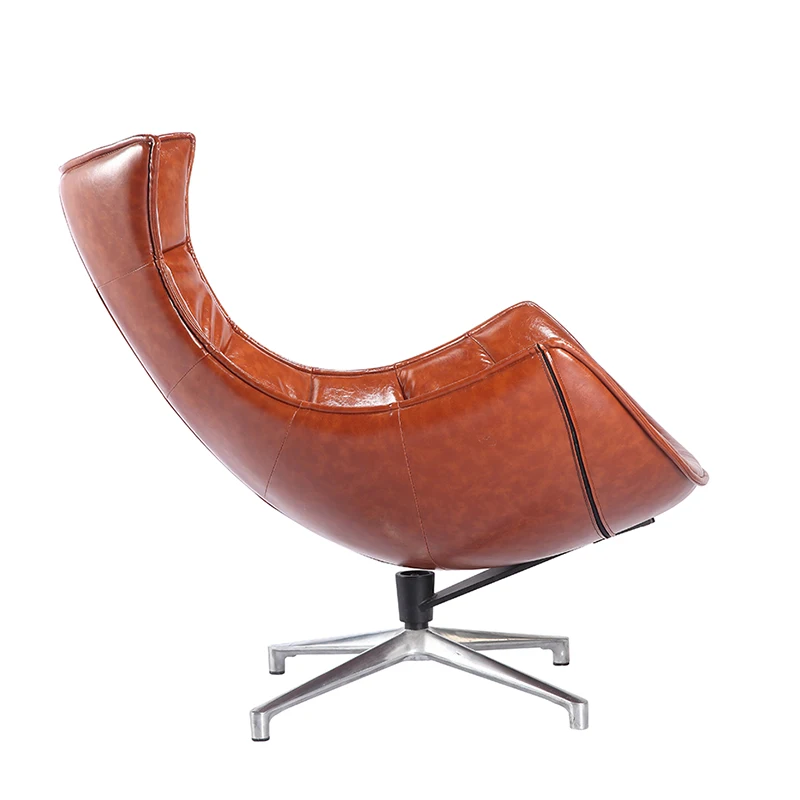 Modern Living Room Furniture Lobster Lounge Chair Brown Leather Leisure Swivel Chair