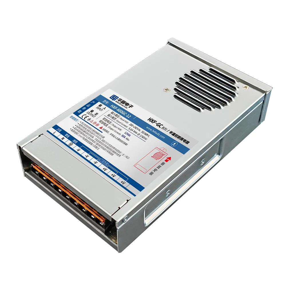 HXF-600GC-12 IP65 переменного тока в DC трансформатор наружный импульсный источник питания 12 В 50 А 600 Вт для светодиодных вывесок полунепромокаемый светодиодный драйвер