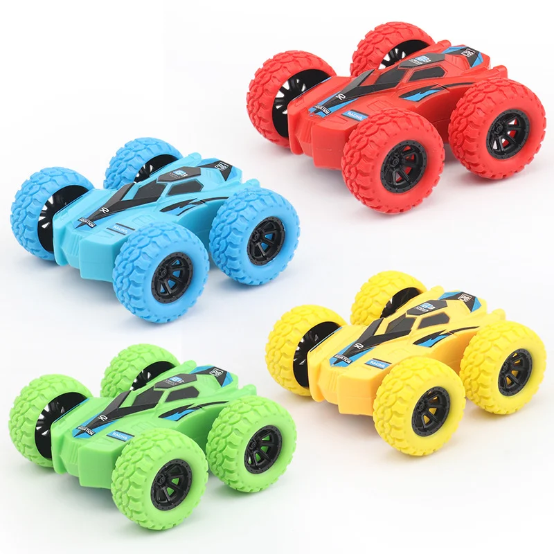 4pcs Mini Car Toy with 360 Rotation - Stunt, Double-Sided 3D Flip for Kids