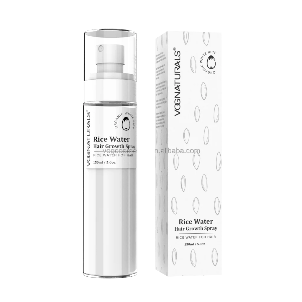 Private Label Rice Water Hair Growth Spray With Coconut Oil Hair Thickening Moisturizing Keratin Rice Water Hydrating Hair Spray