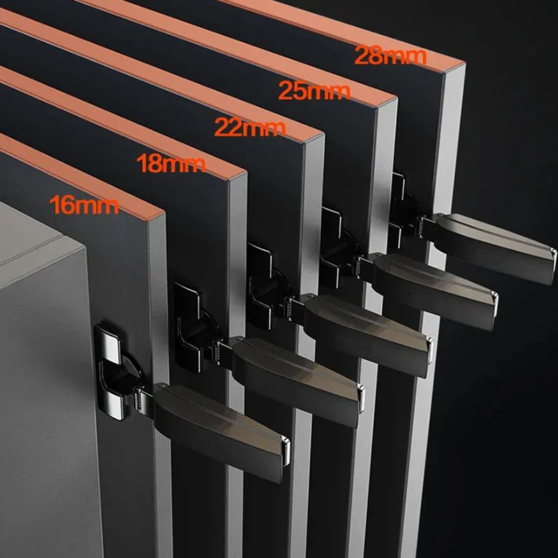 ROEASY Hidden Base Closet Black Hinge for Furniture Soft Closing Cabinet Cupboard Door Hinge with Plastic Cover