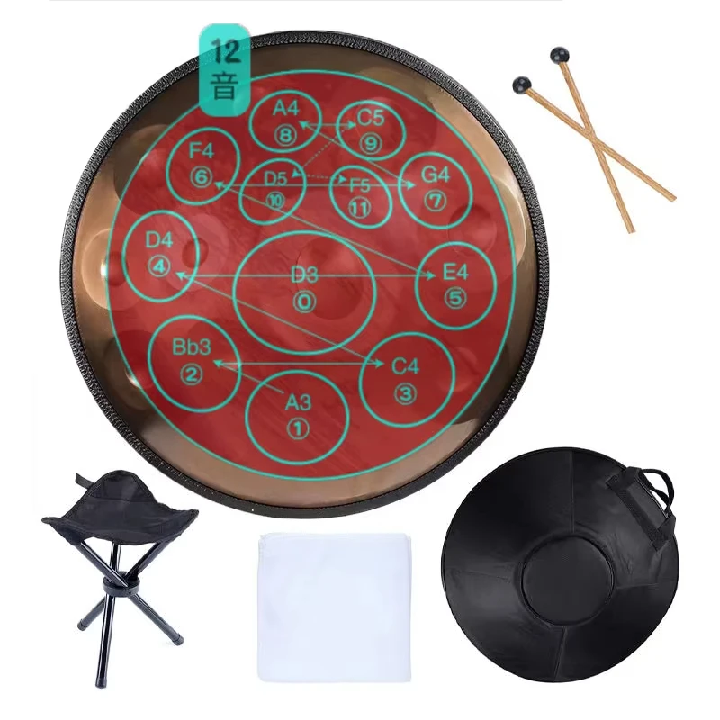 18 22 inch blue 9 10 12 notes tongue Gold drump hand pan handpan h ang stainless steel drum G D minor scale hand drum