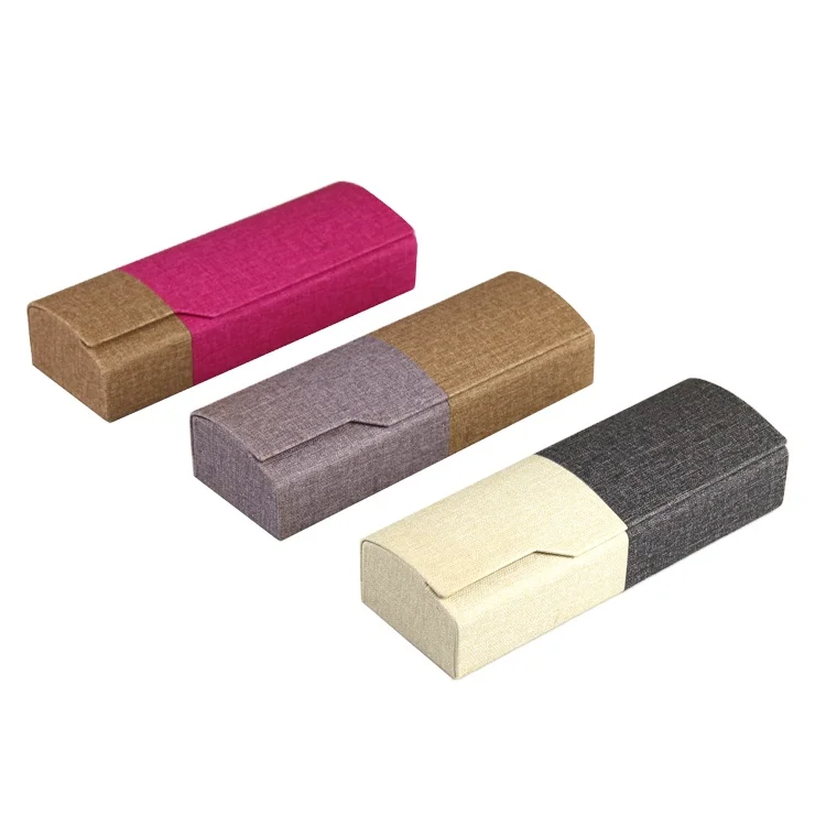 Handmade Optics Eye Glasses Case Linen Fabric Covered Square Sunglass Packing Cases