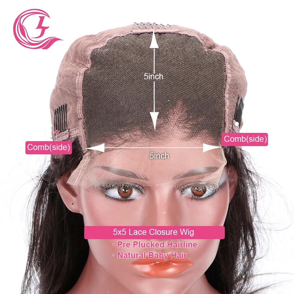 Clj Wholesale Cheveux Raw Bouncy Transparent Bobo Lace Closure Brazilian Black 4X4 14 Inch Silk Straight Wig For Woman