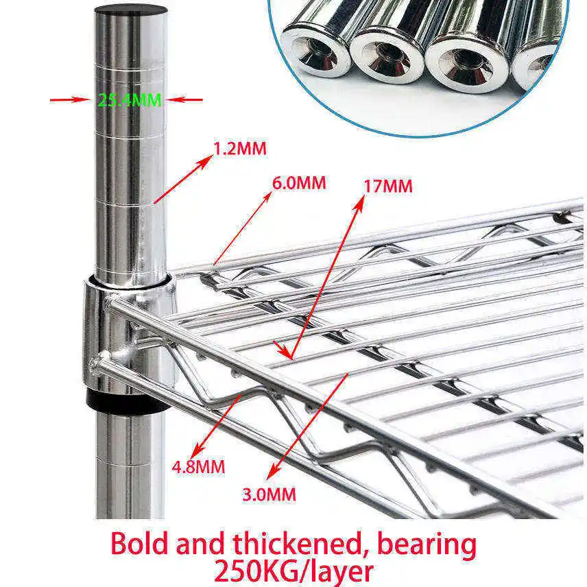 High Quality Chrome Security Shelving Lock Wire Shelf for Cleanroom and Industrial Semi Conductor