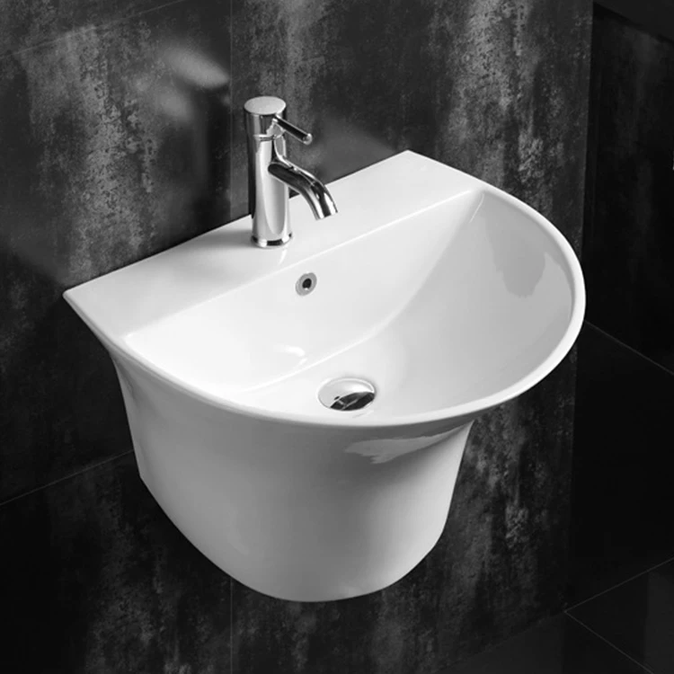 good quality european solid surface wall mounted basins ceramic half pedestal basin sink