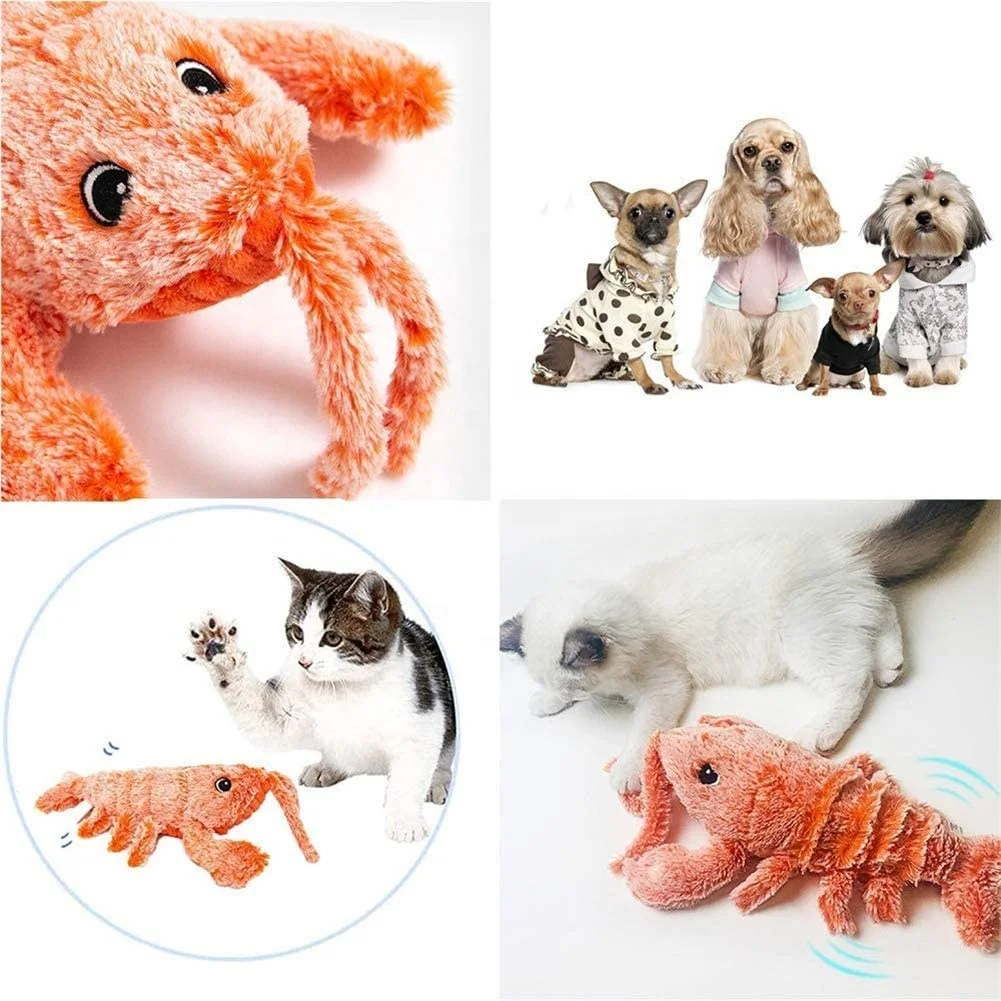 Electric Jumping Simulation Lobster Fish Cats Dogs Toy USB Charging Plush Pet Dog Cat Stuffed Interactive Toy