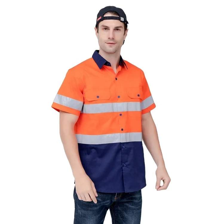 SMASYS Retail  Fluorescent Reflective Uniform Shirts Hi Vis Safety Construction Workwear