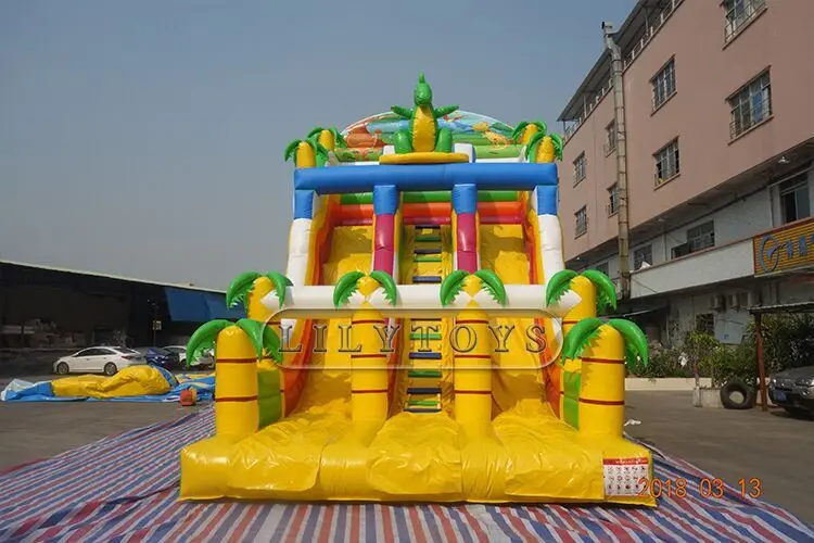 Popular Dinosaur inflable slide, coconut climbing slide with factory price, kind jumping slide for kids party/event