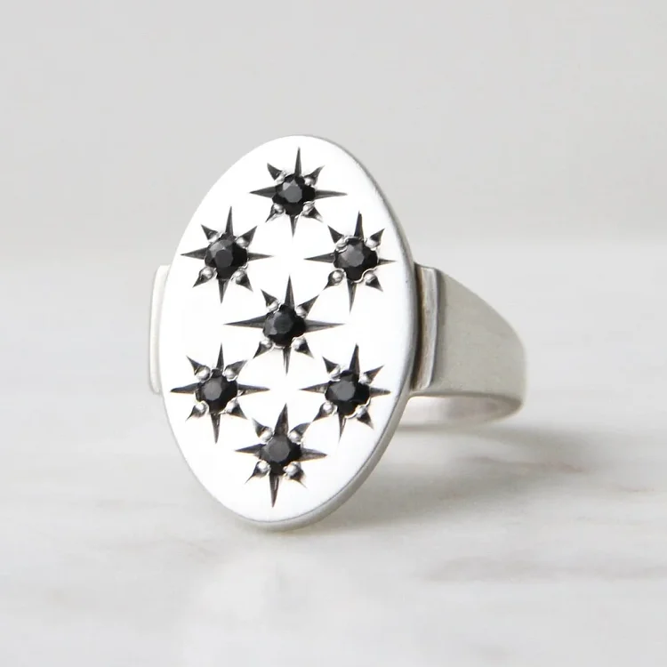 Wholesale nepal silver rings jewelry 925 pure sterling silver custom logo large oval zircon star chunky ring for men