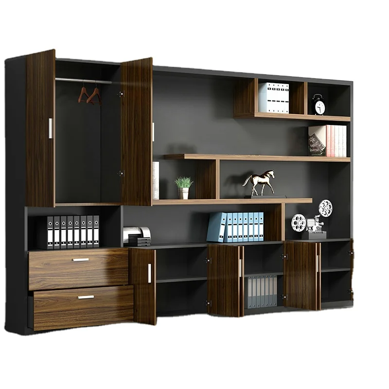 Modern Minimalist Wooden Data Cabinet Office Furniture for Boss Desk Background Home Hotel Use Financial File Locker Bookcase