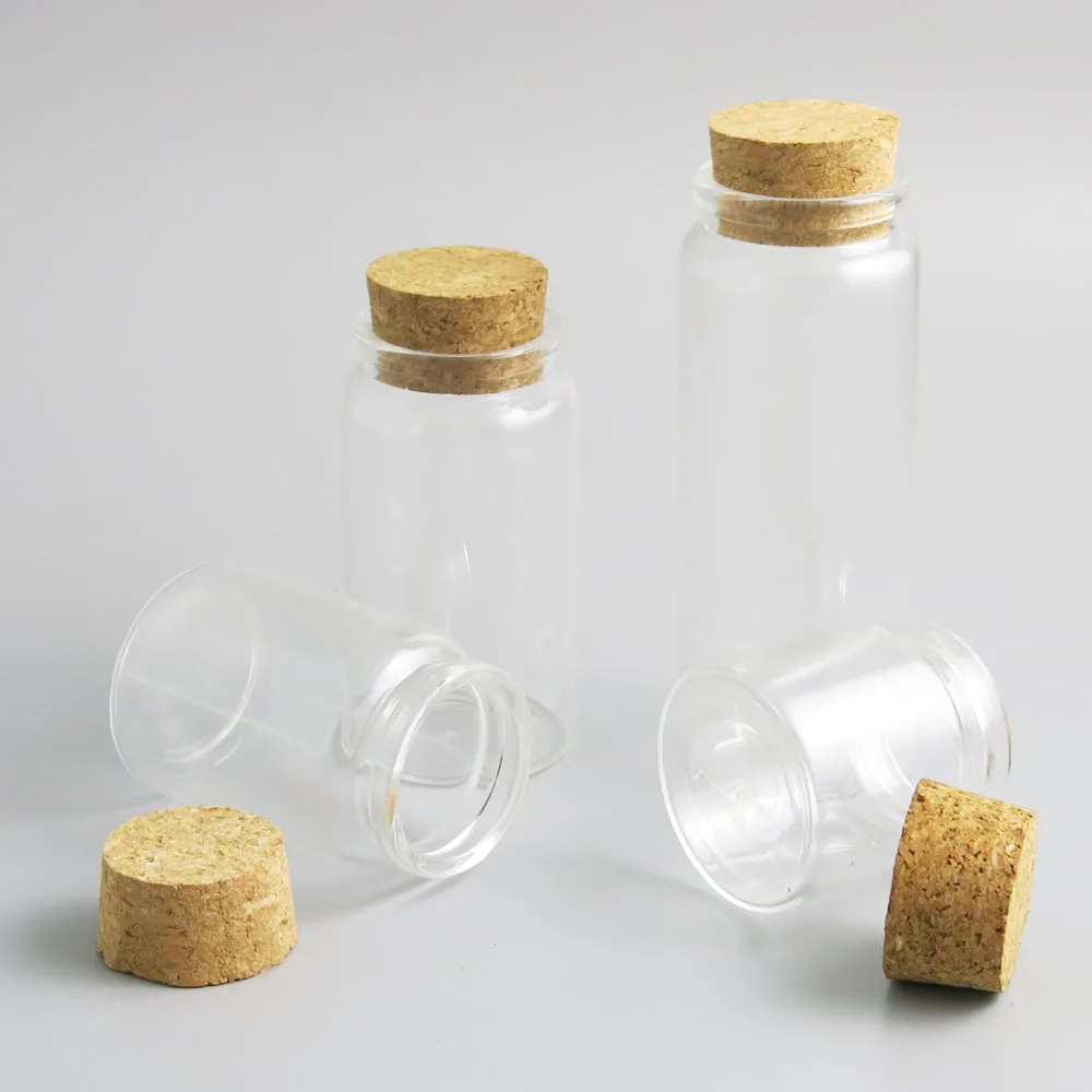 50ml 80ml 100ml 150ml clear high borosilicate glass bottles for honey candy storage with cork lid