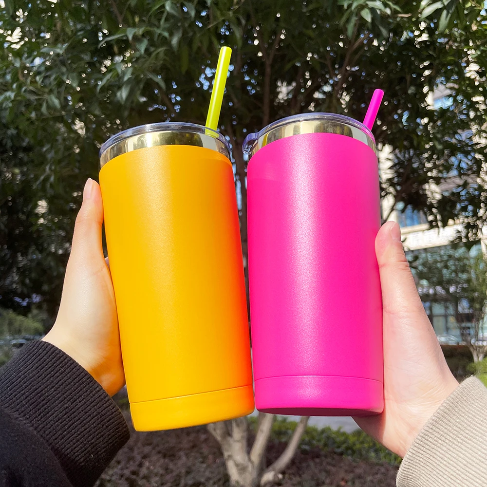 Double Wall Vacuum Insulated colorful 20oz mirror gold plated tumbler water bottle with Lid and Straw for laser engraving