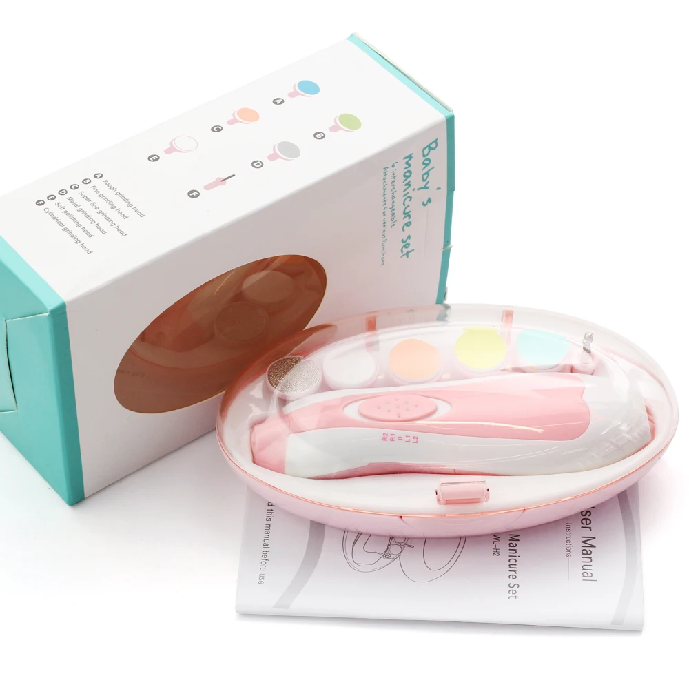 Cheap Factory Price Fashion Amazon Hot-sell Baby Electric Nail Trimmer With 6 Grinding Heads Grooming Tools Kit