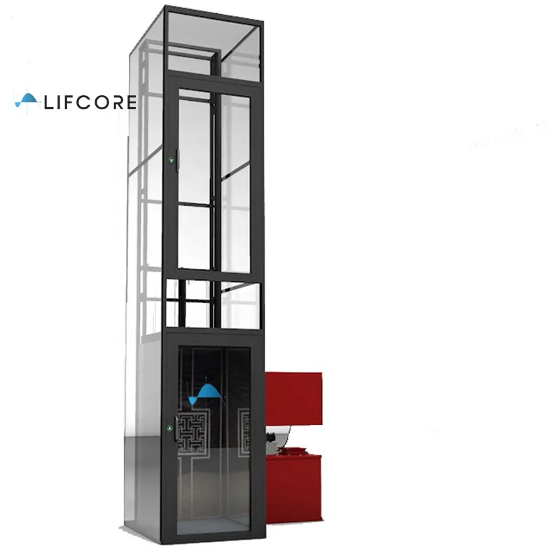 2-3 Stops 350kg Full Glass Residential Lifts Elevators With Beautiful Cabin