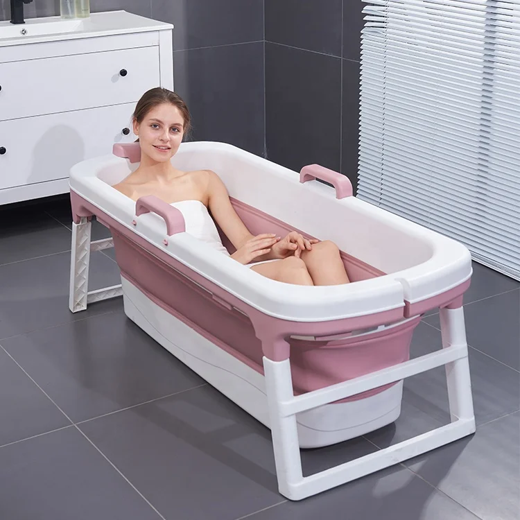 Wholesale Pink Portable Plastic Collapsible/folding Bathtub for Adult