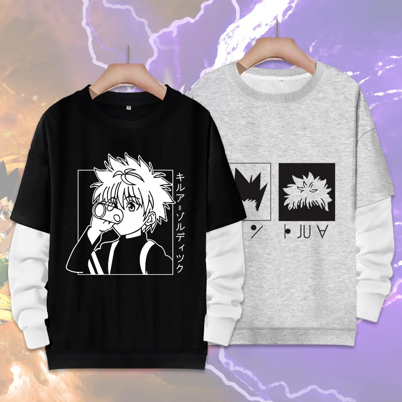 Hunter X Hunter cartoon anime character long-sleeved round neck fake two-piece pullover printed casual unisex sweater