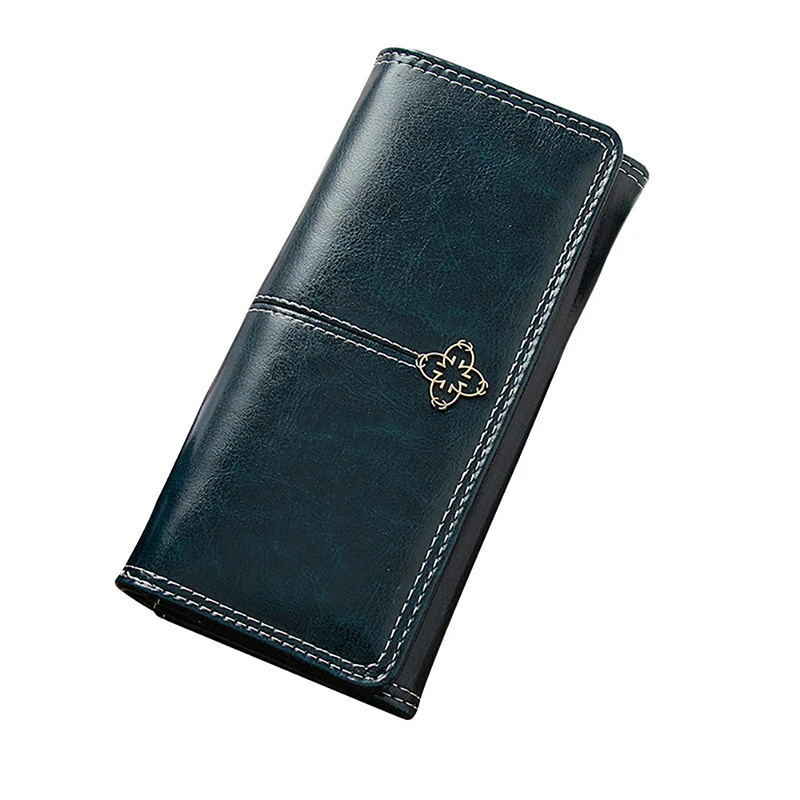 Beautiful Oil Wax Wallets WomenTrendy Fashion Vintage Stylish Luxury Waterproof Long Clutch PU Leather Ladies Purse