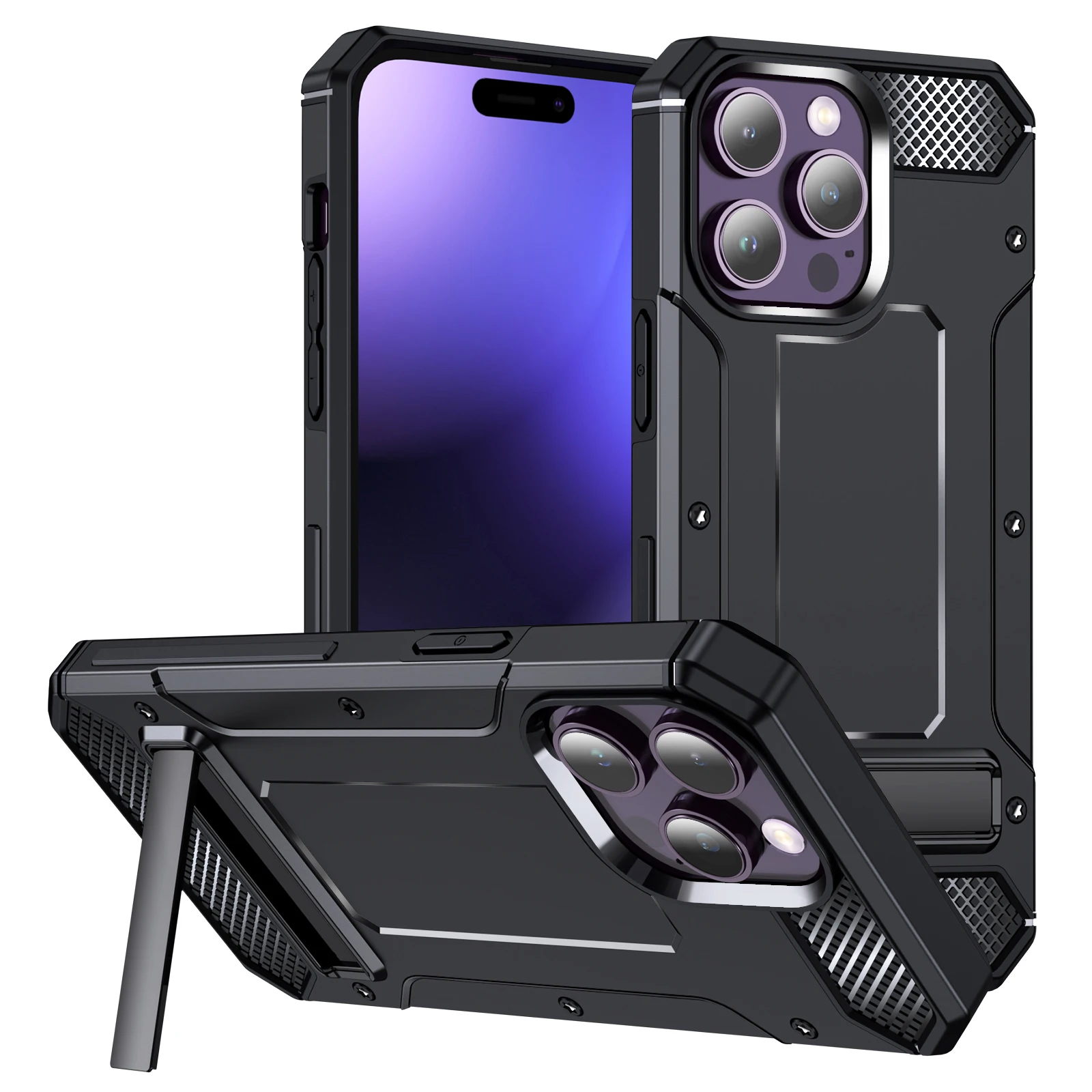 Factory Price Wholesale PC And TPU  2 In 1 Amor Case With Stand Phone Cover For Iphone 14 Pro Max