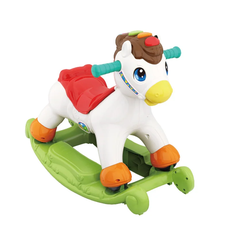 HW Toys Educational Learning Electric Wooden Horse Rocking Riding Animal Motorcycle Ride On Cars For Baby Play