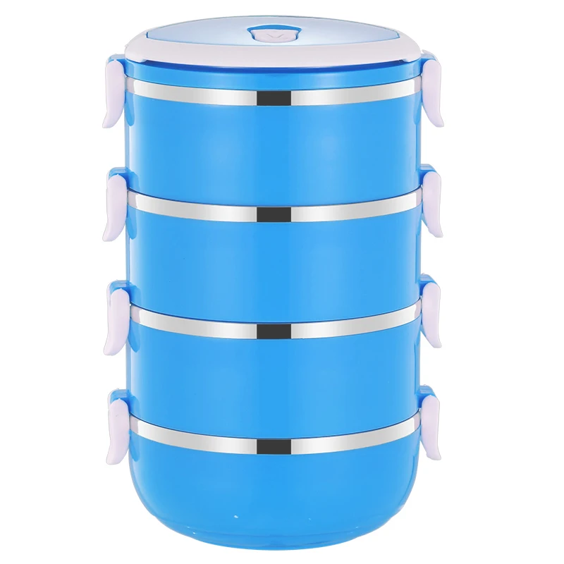 Custom Luxury 4 Tier Tiffin Carrier Stackable Bento Box Storage Boxes & Bins 201 Stainless Steel Lunch Box