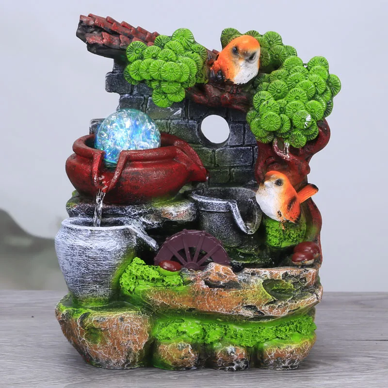 Table top small rockery water fountain living room bonsai decoration resin crafts fish tank landscape